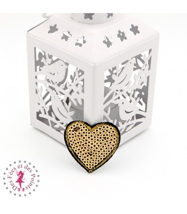Coeur en sequins / paillettes à thermocoller - 3.8 x 4 cm - Or