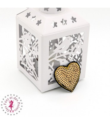 Coeur en sequins / paillettes à thermocoller - 3.8 x 4 cm - OR