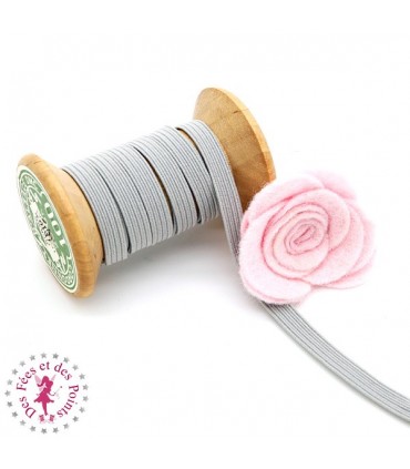 Elastique ruban plat au mètre - 6 mm - Gris