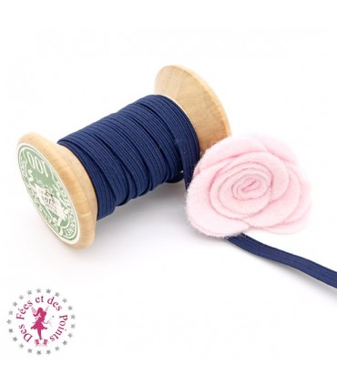 Elastique ruban plat au mètre - 6 mm - Bleu foncé