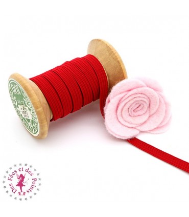Elastique ruban plat au mètre - 6 mm - Rouge