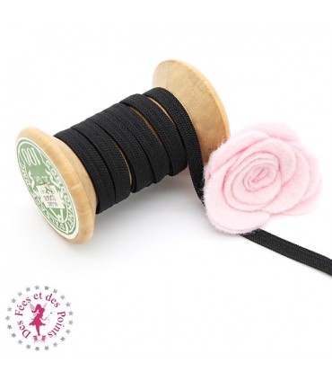 Elastique ruban plat au mètre - 6 mm - Noir