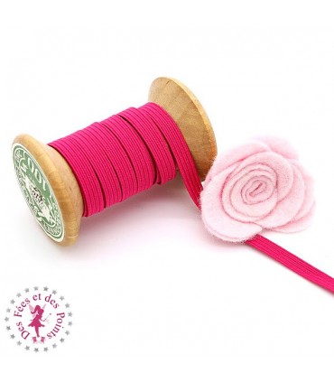 Elastique ruban plat au mètre - 6 mm - Fuchsia