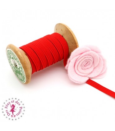 Elastique ruban plat au mètre - 6 mm - Rouge orangé