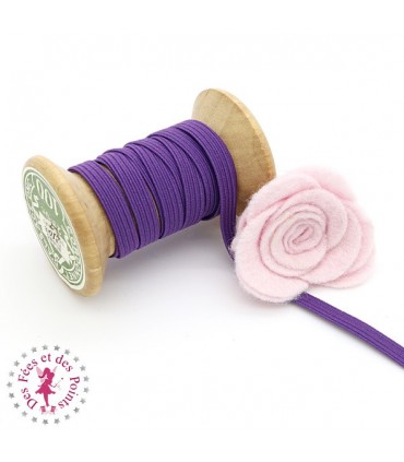 Elastique ruban plat au mètre - 6 mm - Violet