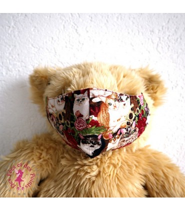 Masque de protection avec poche pour filtre - Chats - Taille M - Femme/Ado