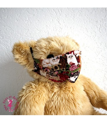 Masque de protection avec poche pour filtre - Chats - Taille M - Femme/Ado