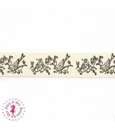 Ruban imprimé - Oiseaux Toile de Jouy