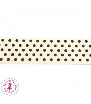 Ruban imprimé - Pois Noirs