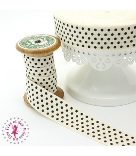 Ruban imprimé - Pois Noirs