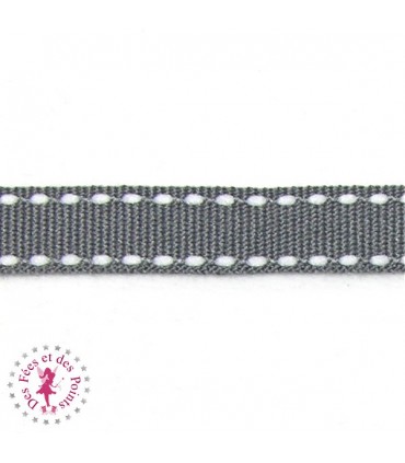 Ruban Tirets - 10 mm - Gris foncé