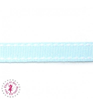 Ruban Tirets - 10 mm - Bleu clair