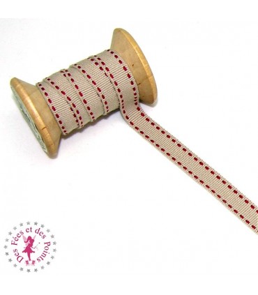 Ruban Tirets - 10 mm - Beige