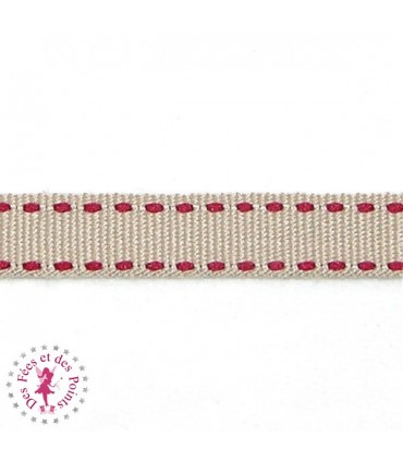 Ruban Tirets - 10 mm - Beige