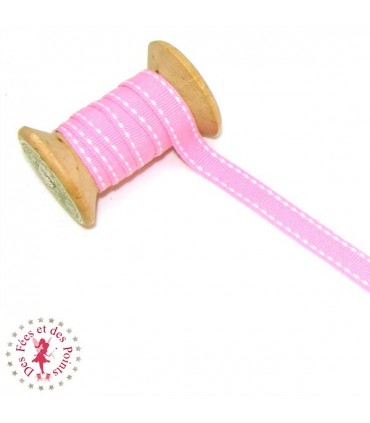 Ruban Tirets - 10 mm - Rose