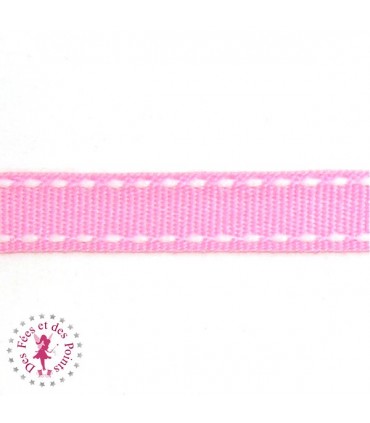Ruban Tirets - 10 mm - Rose