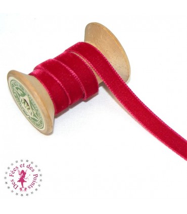 Ruban velours - 9 mm - Rouge