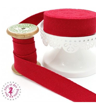 Ruban sergé - 20 mm - Rouge