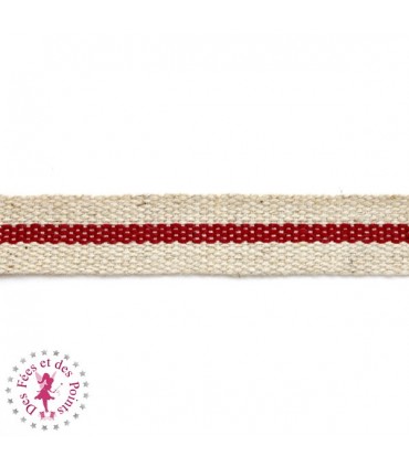 Ruban Zakka - 13 mm - Lin & Rouge