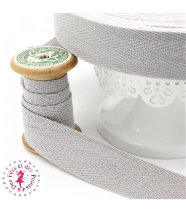 Ruban sergé - 25 mm - Gris