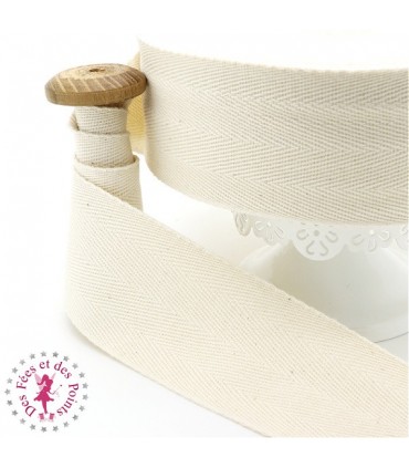 Ruban sergé - 5 cm - Ivoire