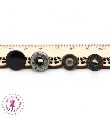 Pressions métallique Anorak - 12 mm - Noir