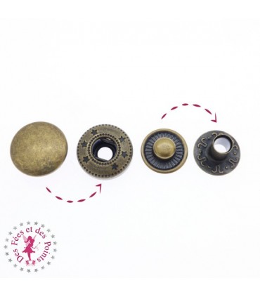 Pressions métallique Anorak - 12 mm - Bronze antique