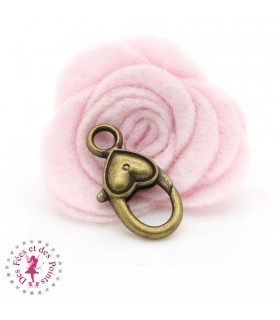 Mini Mousqueton Joli coeur - 28 mm - Bronze antique