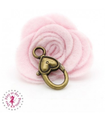 Mini Mousqueton Joli coeur - 28 mm - Bronze antique