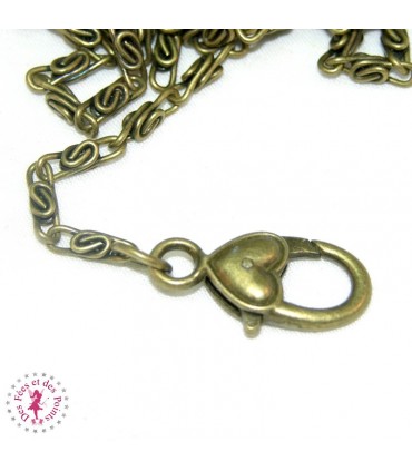 Mini Mousqueton Joli coeur - 28 mm - Bronze antique