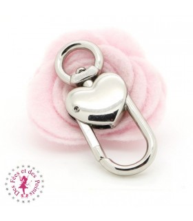 Mousqueton Coeur - 48 mm - Argent