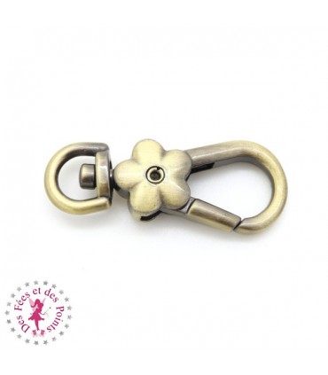 Mousqueton Fleurette - 45 mm - Bronze antique