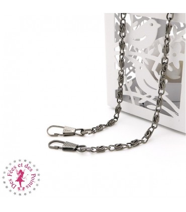 Chainette Tourbillon pour sac - 41 cm - Gun Metal