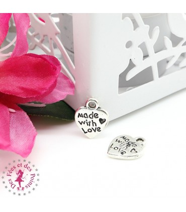 Charm / Pendentif Petit Coeur "Made with Love"