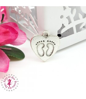 Charm / Pendentif - Coeur Pieds de Bébé