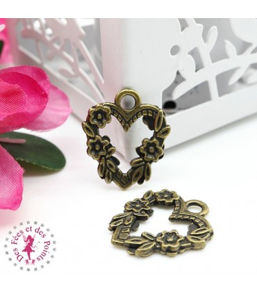 Charm / Pendentif "Coeur fleuri"