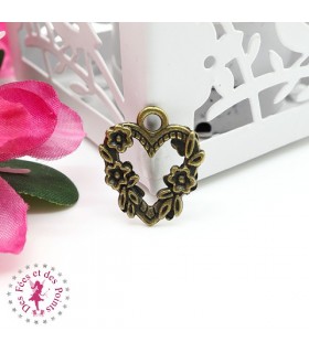 Charm / Pendentif - Coeur fleuri