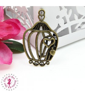 Charm / Pendentif "Cage à oiseau au coeur"