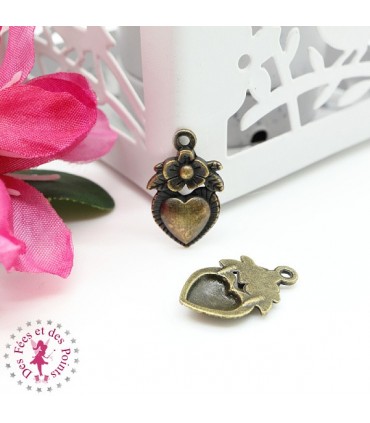 Charm / Pendentif "Coeur fleuri"