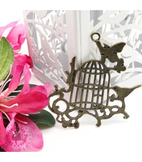 Charm / Pendentif "Plaque Cage à oiseau"