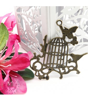 Charm / Pendentif "Plaque Cage à oiseau"