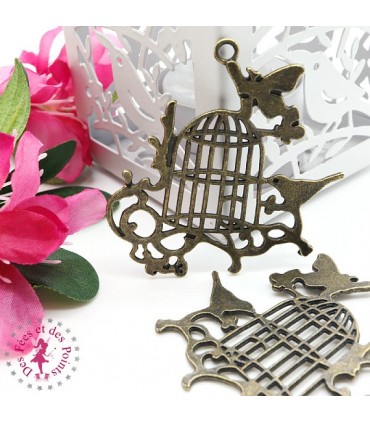 Charm / Pendentif "Plaque Cage à oiseau"