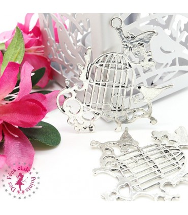 Charm / Pendentif "Plaque Cage à Oiseau"