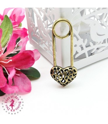 Charm / Pendentif "Epingle coeur"