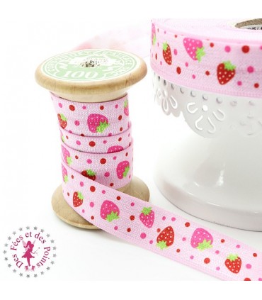 Elastique ruban - Fraises - 15 mm