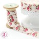 Elastique ruban - Fleurs - Beige - 15 mm