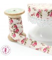 Elastique ruban - Roses Romantiques - Beige - 15 mm