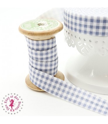 Elastique ruban - Vichy - Gris & Blanc - 15 mm
