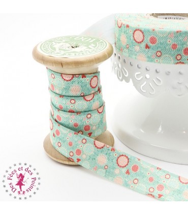 Elastique ruban - Bulles - Vert - 15 mm