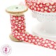 Elastique ruban - Marguerites - Rouge - 15 mm